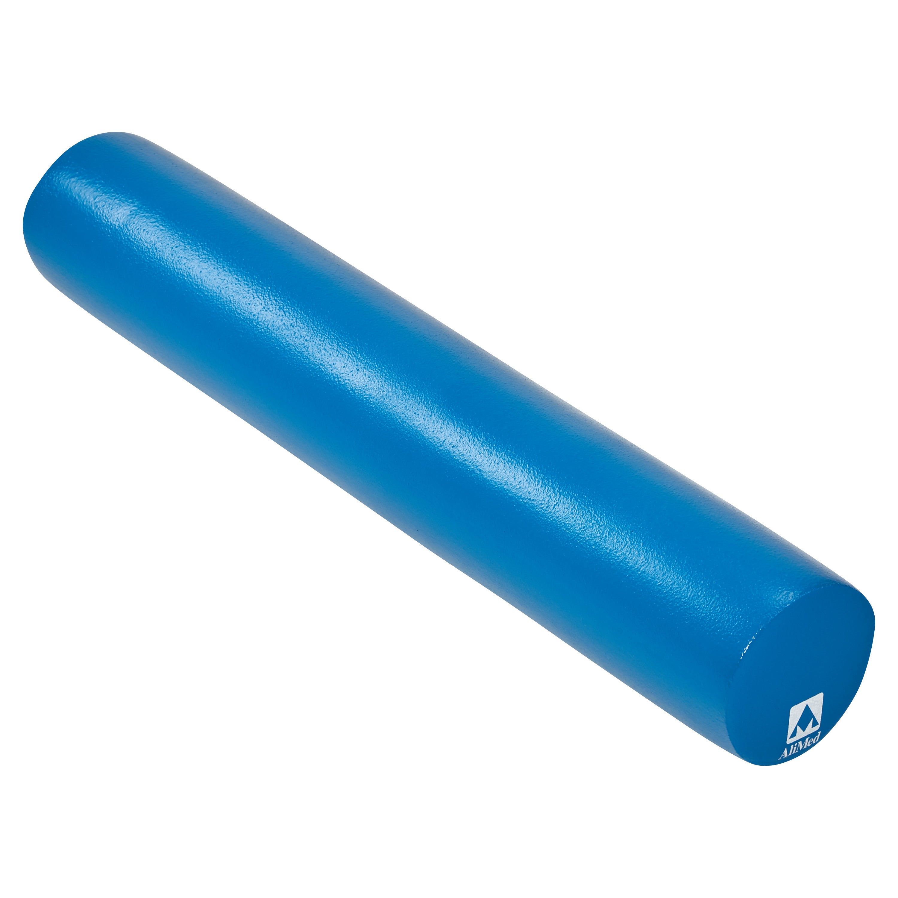 A blue AliMed Antimicrobial-Treated Therapy Positioning Roll, a cylindrical foam tool used for physical therapy and positioning.