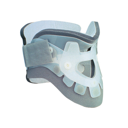An Aspen Cervical Collar, designed for neck support, featuring a soft, adjustable strap and protective curved framework.