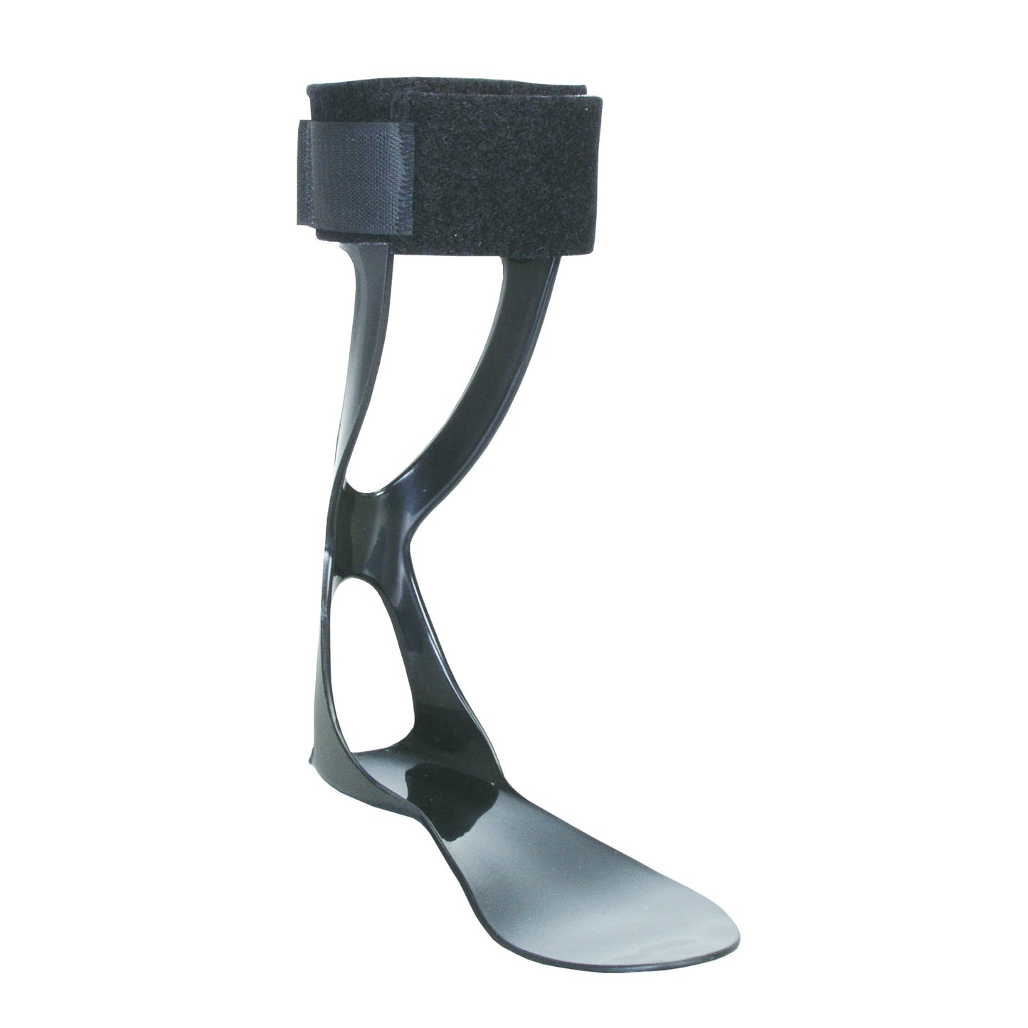AliMed FREEDOM Swedish AFO is a black ankle-foot orthosis with a slim design and a strap at the top for secure positioning.