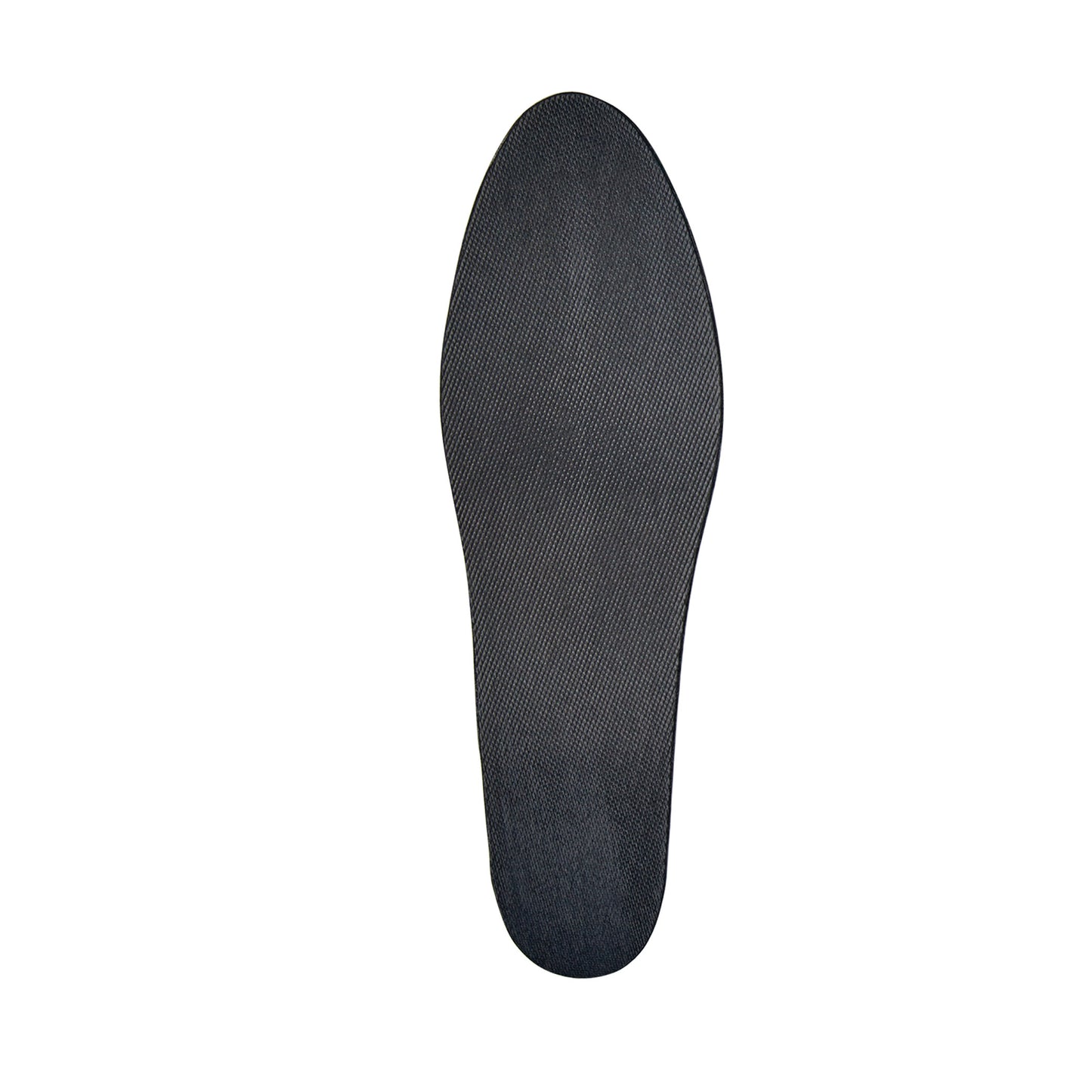 A Carboplast Thermoplastic Contoured Plate in black, shaped like a shoe insole, isolated on a white background.