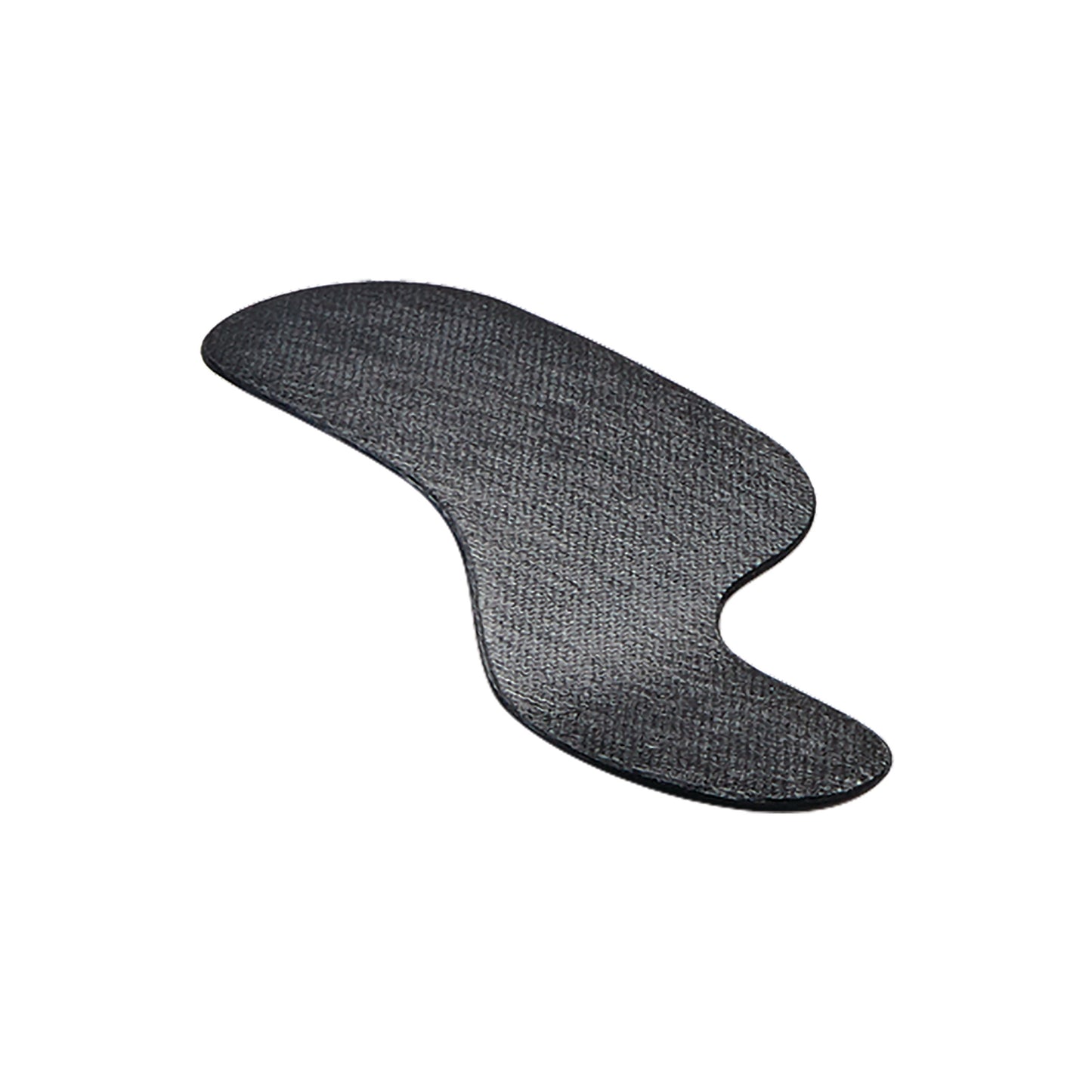 Carboplast Thermoplastic Contoured Morton's Toe Plate with a black textured surface, designed to fit inside a shoe for support.