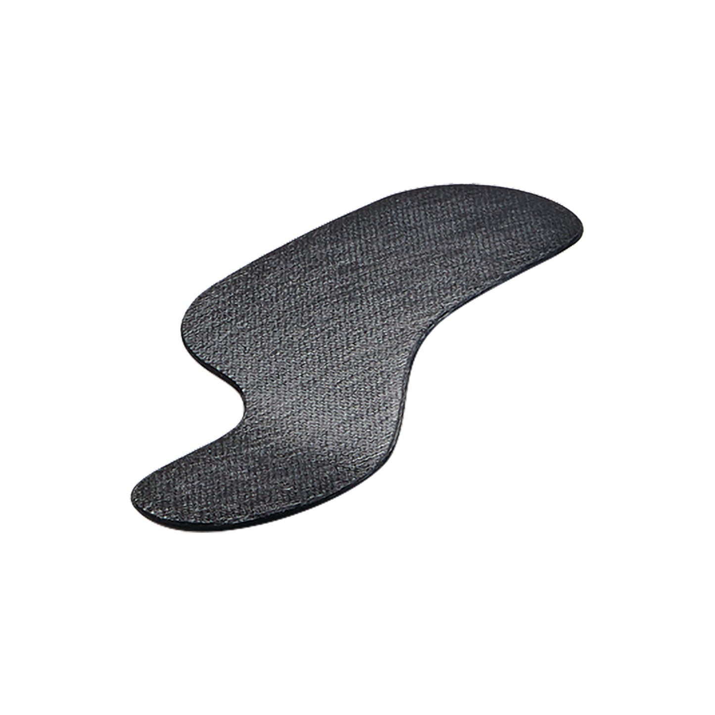 The Carboplast Thermoplastic Contoured Morton's Toe Plate features a curved design in black, providing support for the foot.