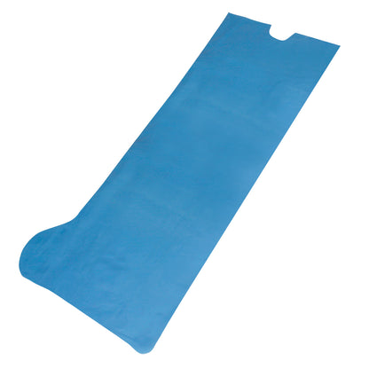 A blue Brownmed SEAL-TIGHT Sport Cast Protector with a notch cut out at the top, designed for covering and protecting casts.