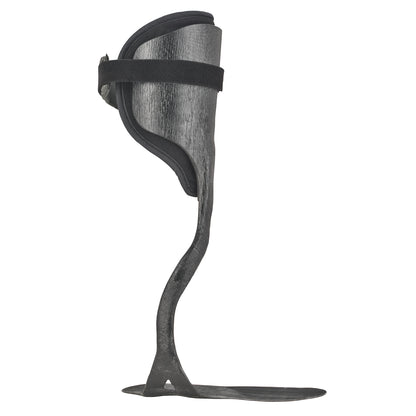 Elite AFO Rehabilitator, a black orthopedic leg brace with a curved footplate and adjustable strap, is shown in profile.