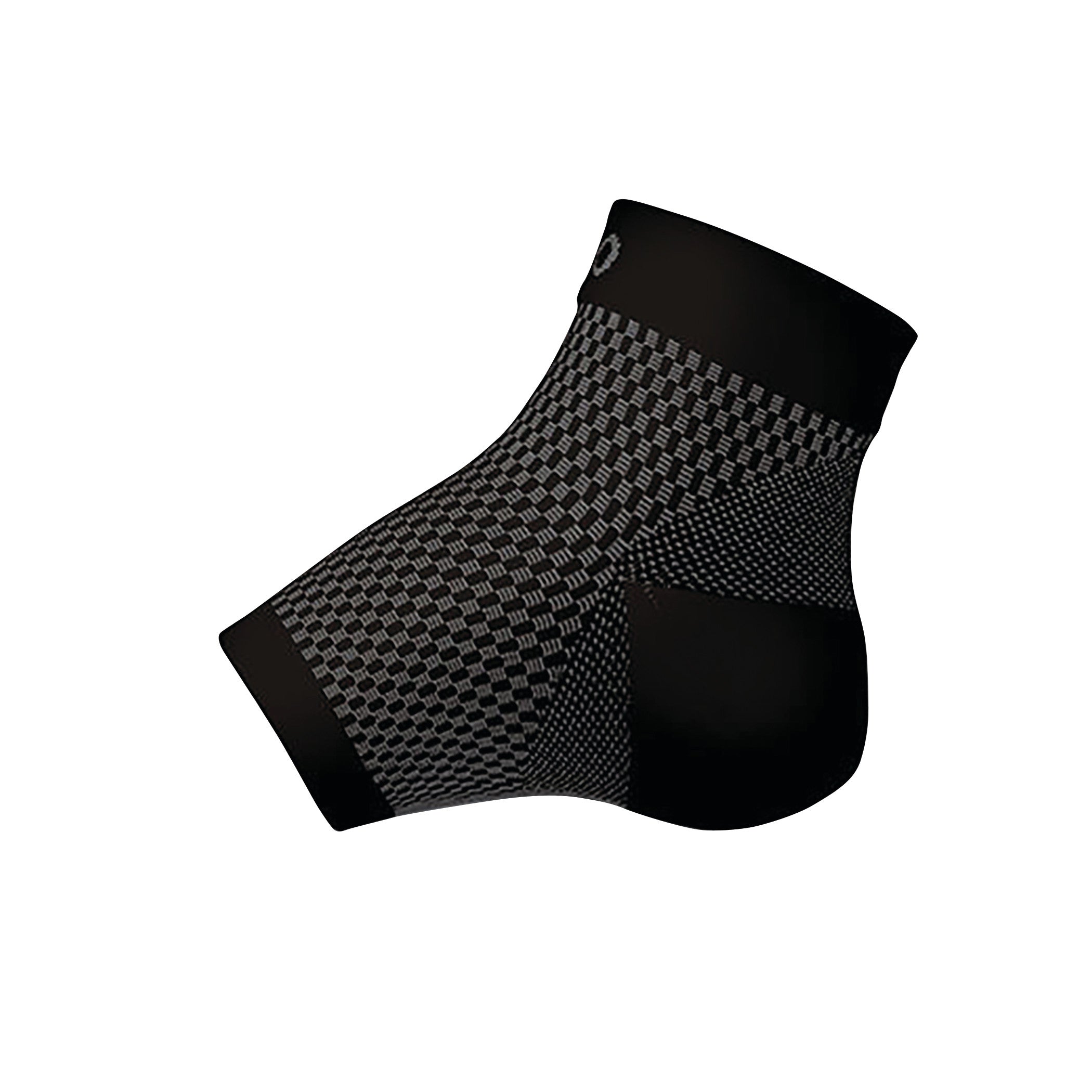 The DARCO DCS Plantar Fasciitis Sleeve is a black ankle support with a checkered pattern, designed to provide compression and relief.