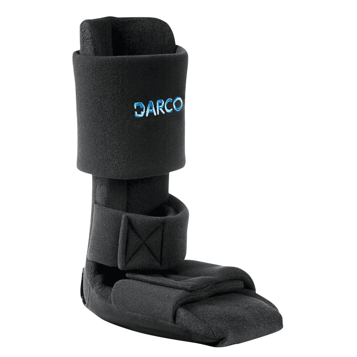 The DARCO Night Splint Wedge is a black medical device designed to support the foot and ankle, featuring adjustable straps.