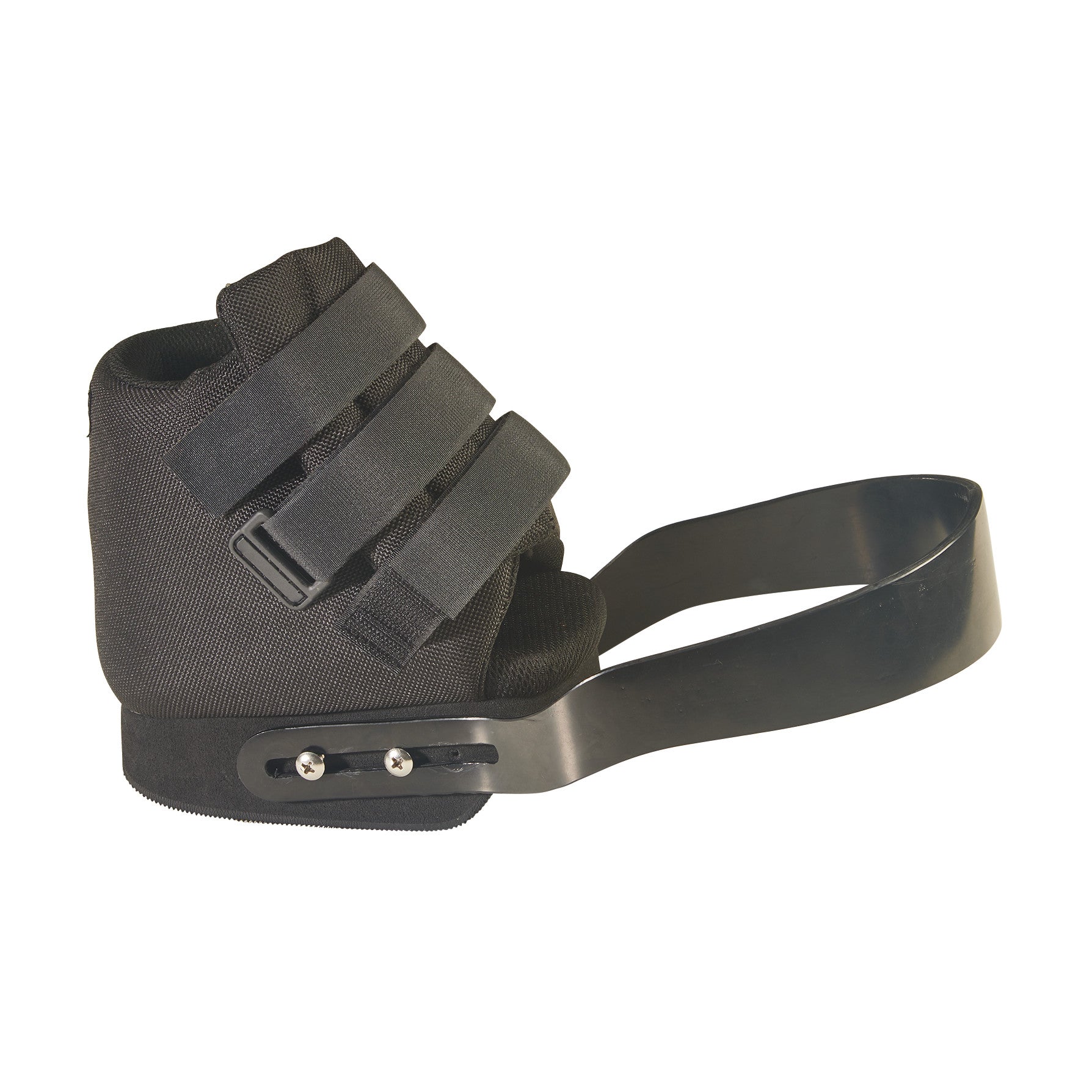 The AliMed Open Forefoot Orthosis features a padded black boot with three straps and an extended curved sole for foot support.