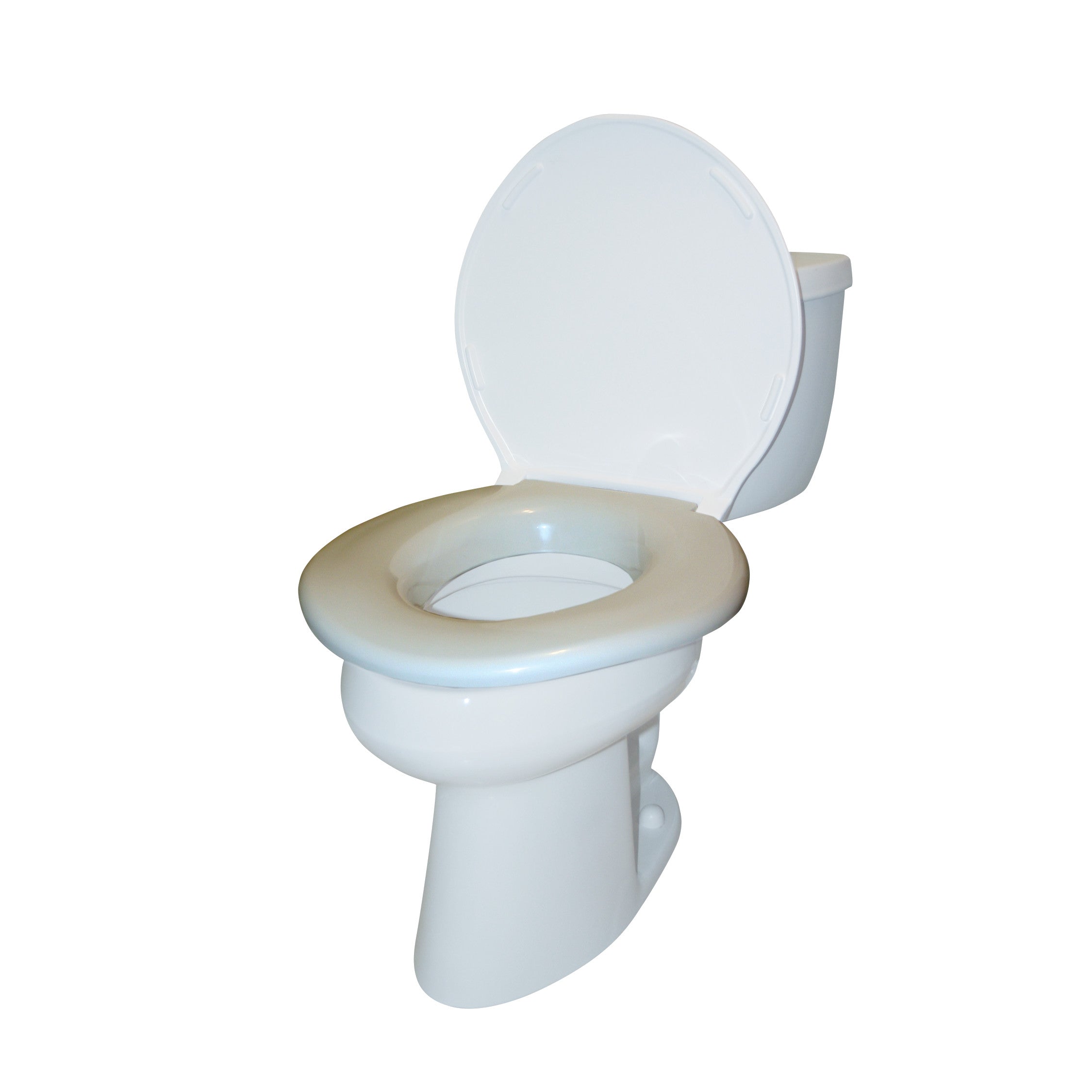 The Big John Original Bariatric Toilet Seat is shown on a white toilet, featuring a wider seat for added comfort and support.