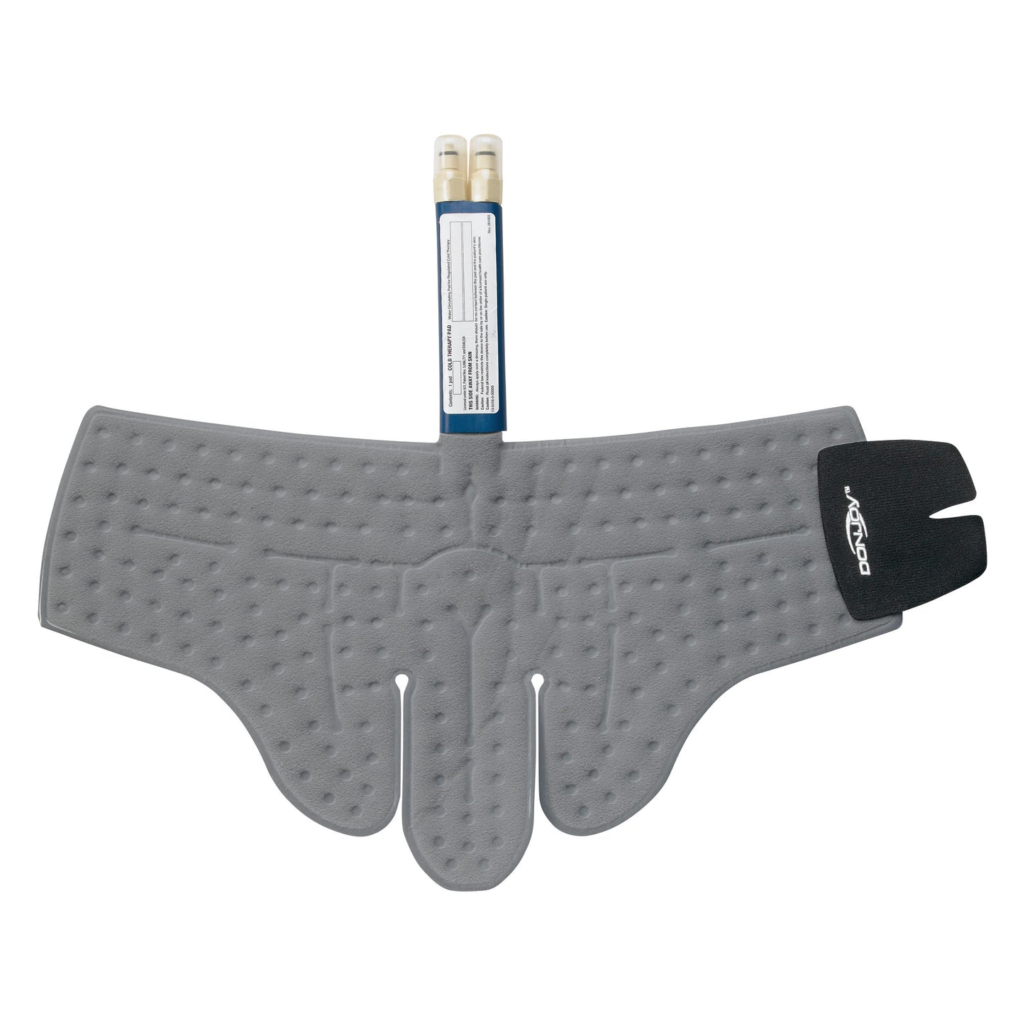 Wrap-On Pad for Iceman Cold Therapy System features a gray, contoured design with a tube attachment for circulating cold water.