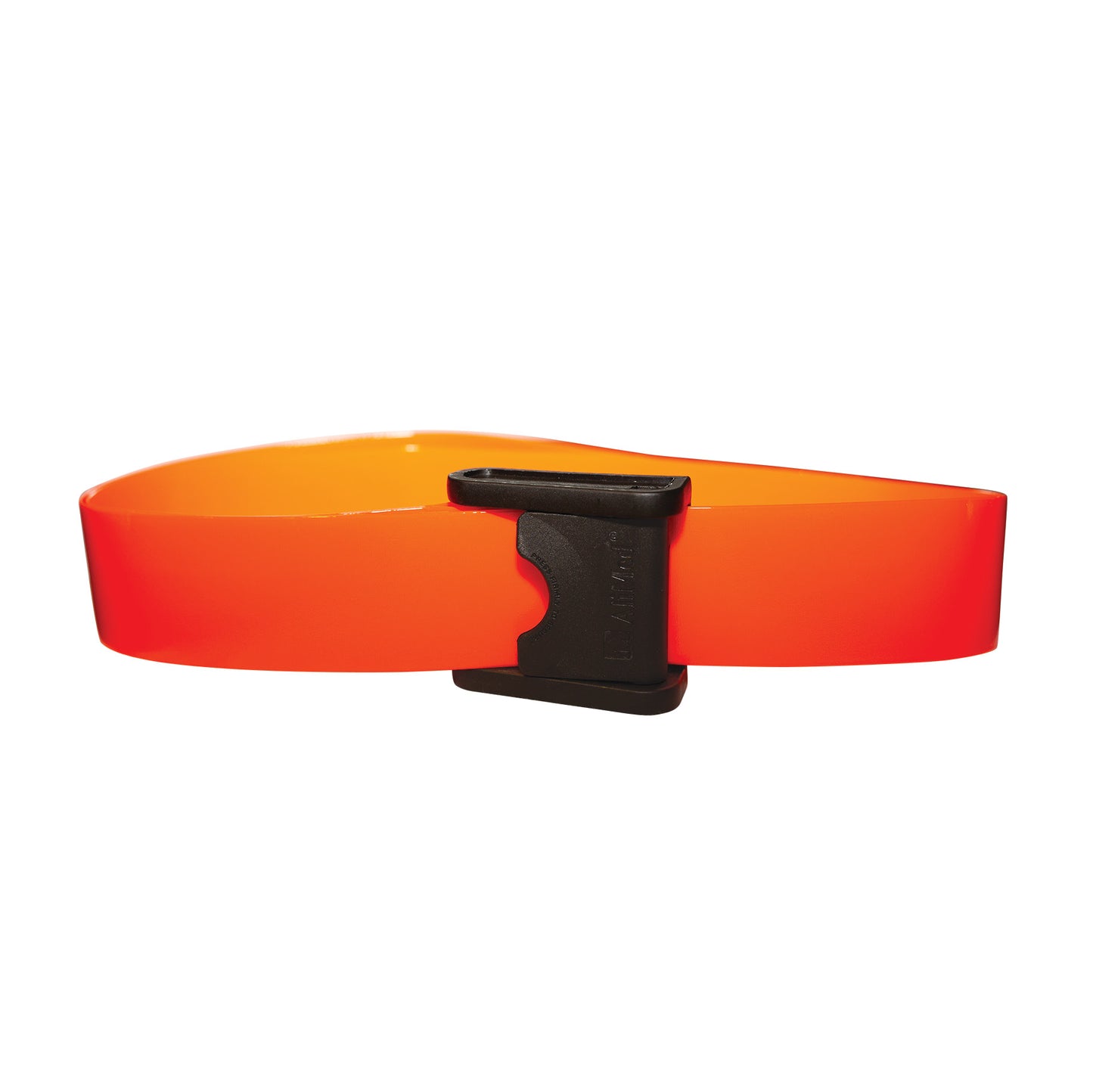 An orange AliMed Antimicrobial Wipeable Gait Belt with CAM-Style Buckle featuring a black buckle for secure fastening.