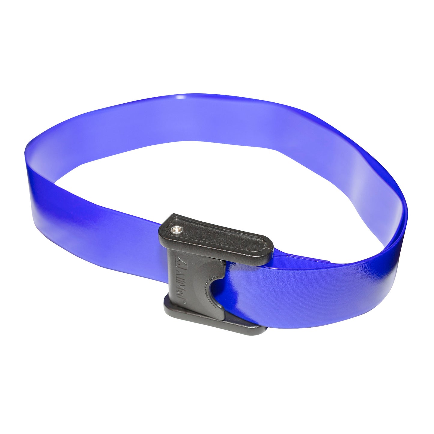 A blue AliMed Antimicrobial Wipeable Gait Belt with CAM-Style Buckle, designed to assist in safely transferring patients.
