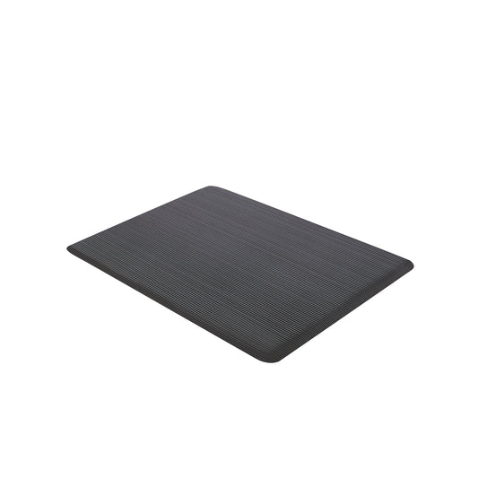 ErgoMat Anti-Fatigue Mat in black with a slightly textured, ribbed surface, designed to provide comfort and support when standing.