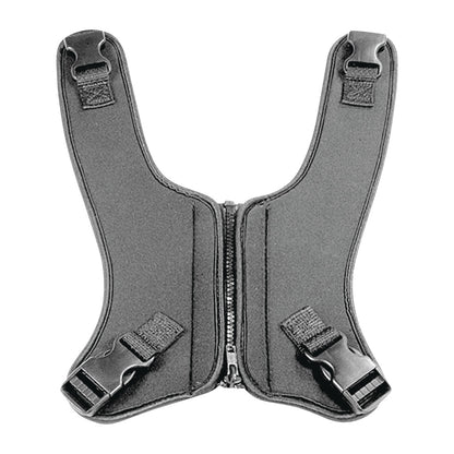 The Therafin Zip-up Butterfly Vest is a black adjustable vest with buckles and a zipper, designed for secure support.