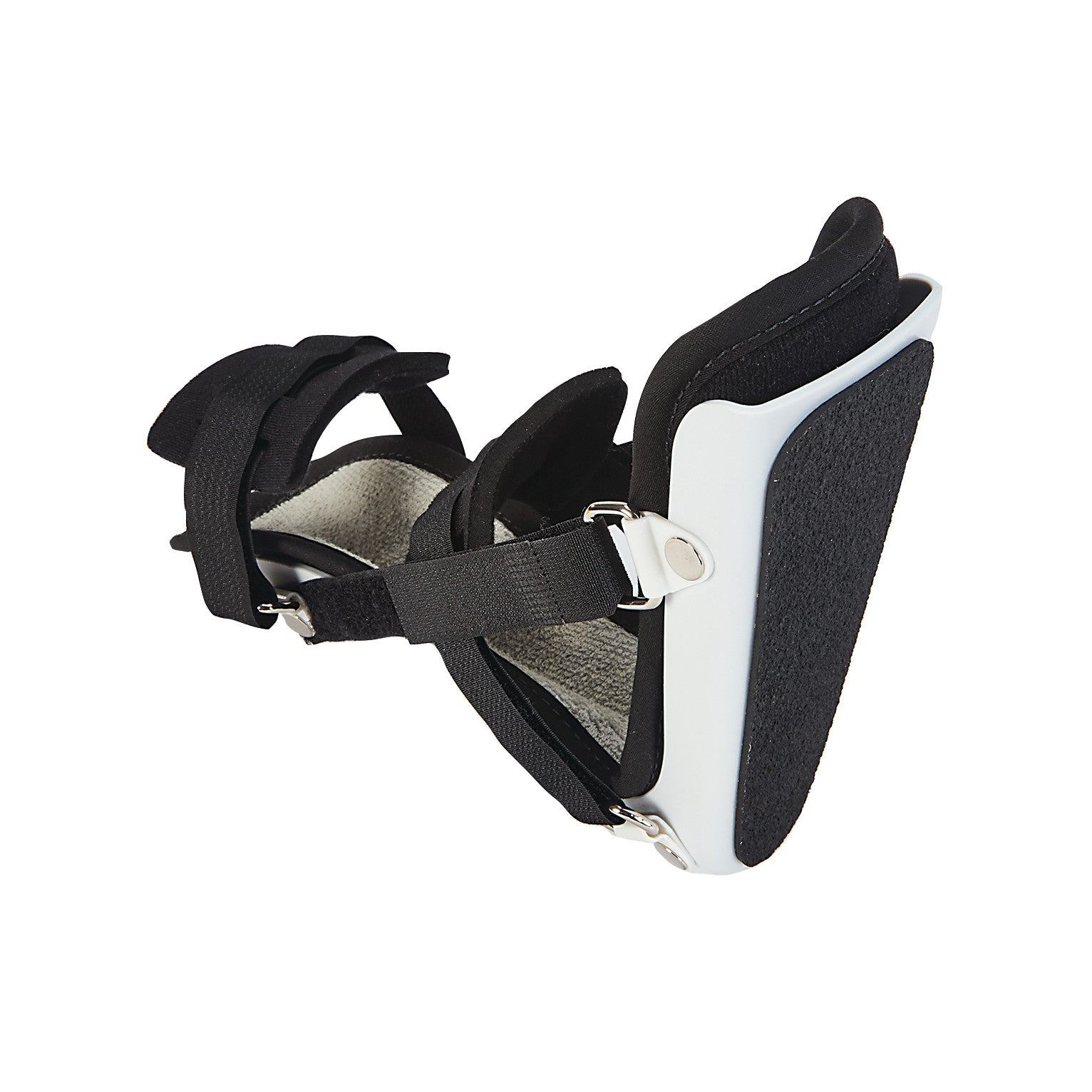 The AliMed Classic Pediatric Night Splint is shown, featuring black straps and a white, cushioned footplate for support.