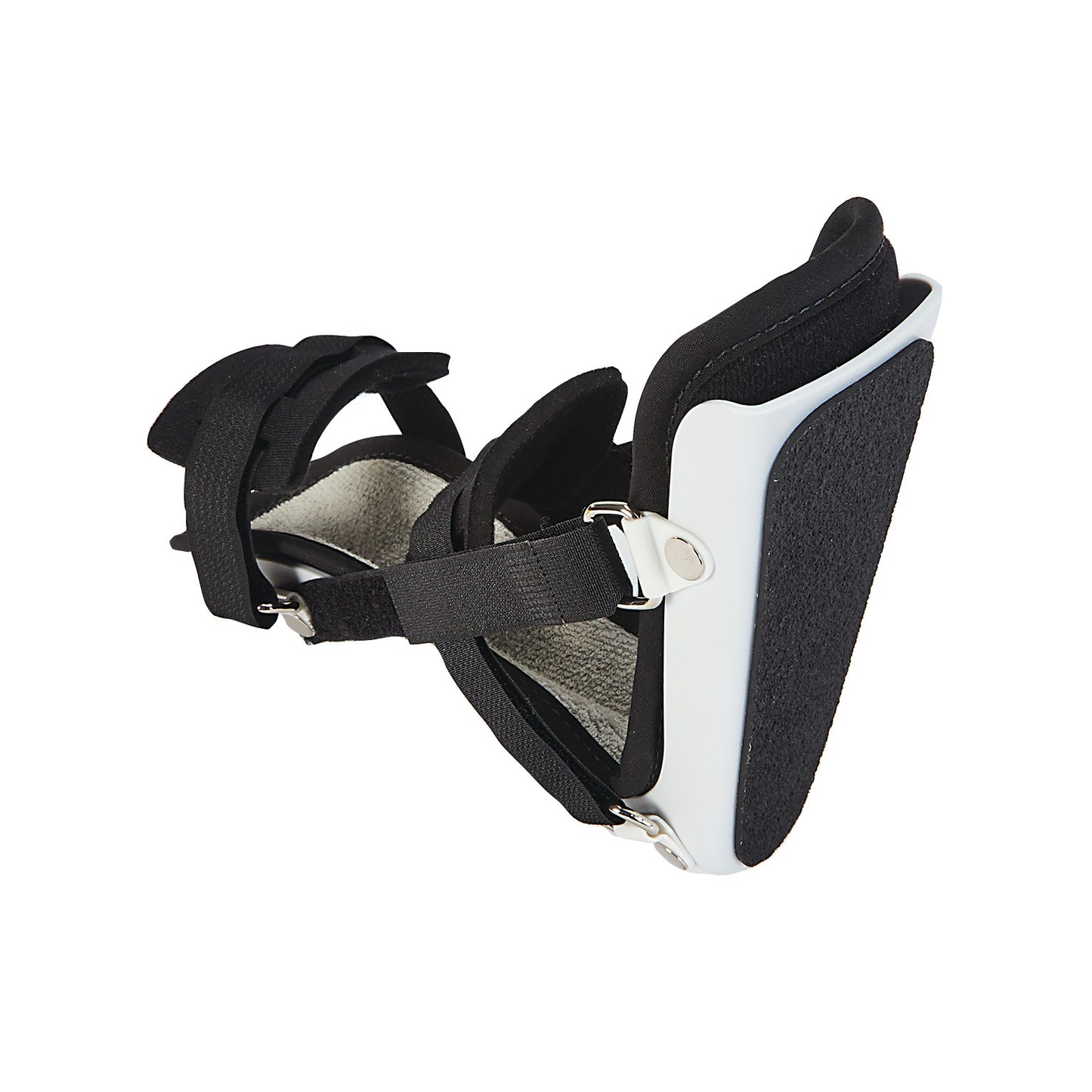 The AliMed Classic Pediatric Night Splint is shown, featuring black straps and a white, cushioned footplate for support.