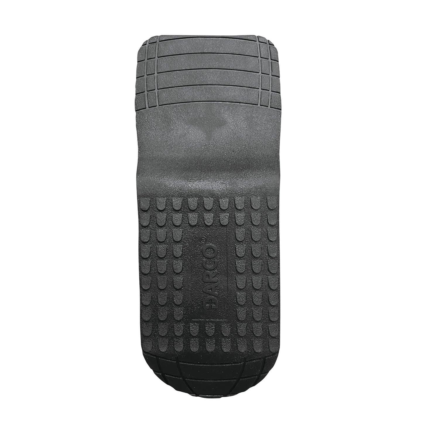 The sole of a DARCO OrthoWedge Shoe, featuring a textured grip and "DARCO" branding in the center.