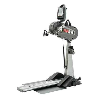 A SciFit PRO1 Upper Body Exerciser, featuring a digital display, adjustable handles, and a sturdy base.