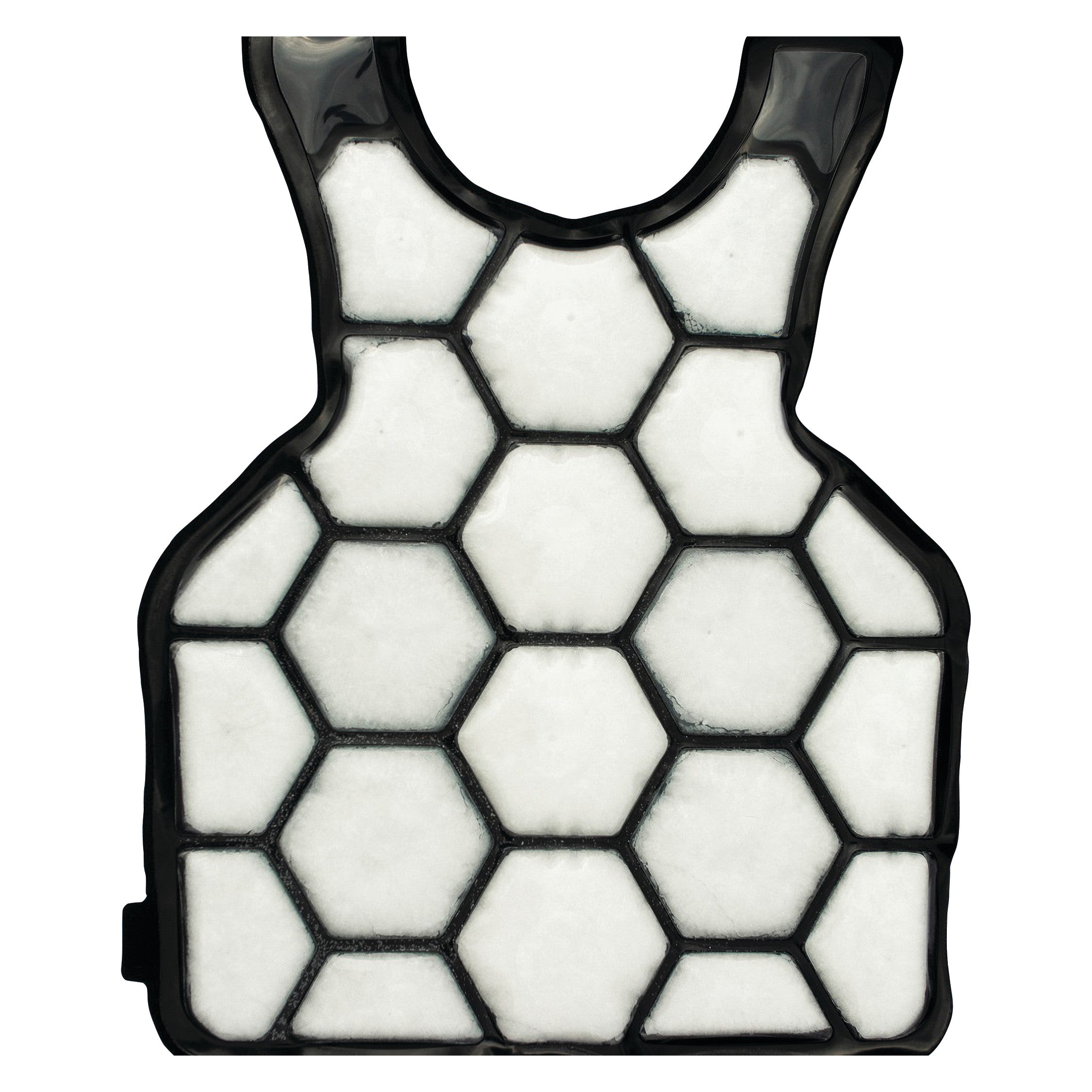Xena Therapies Onyx Cool Safety Pro Vest with a hexagonal pattern and black borders, designed for cooling and safety purposes.