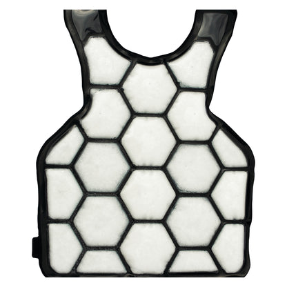 Xena Therapies Onyx Cool Safety Pro Vest with a hexagonal pattern and black borders, designed for cooling and safety purposes.