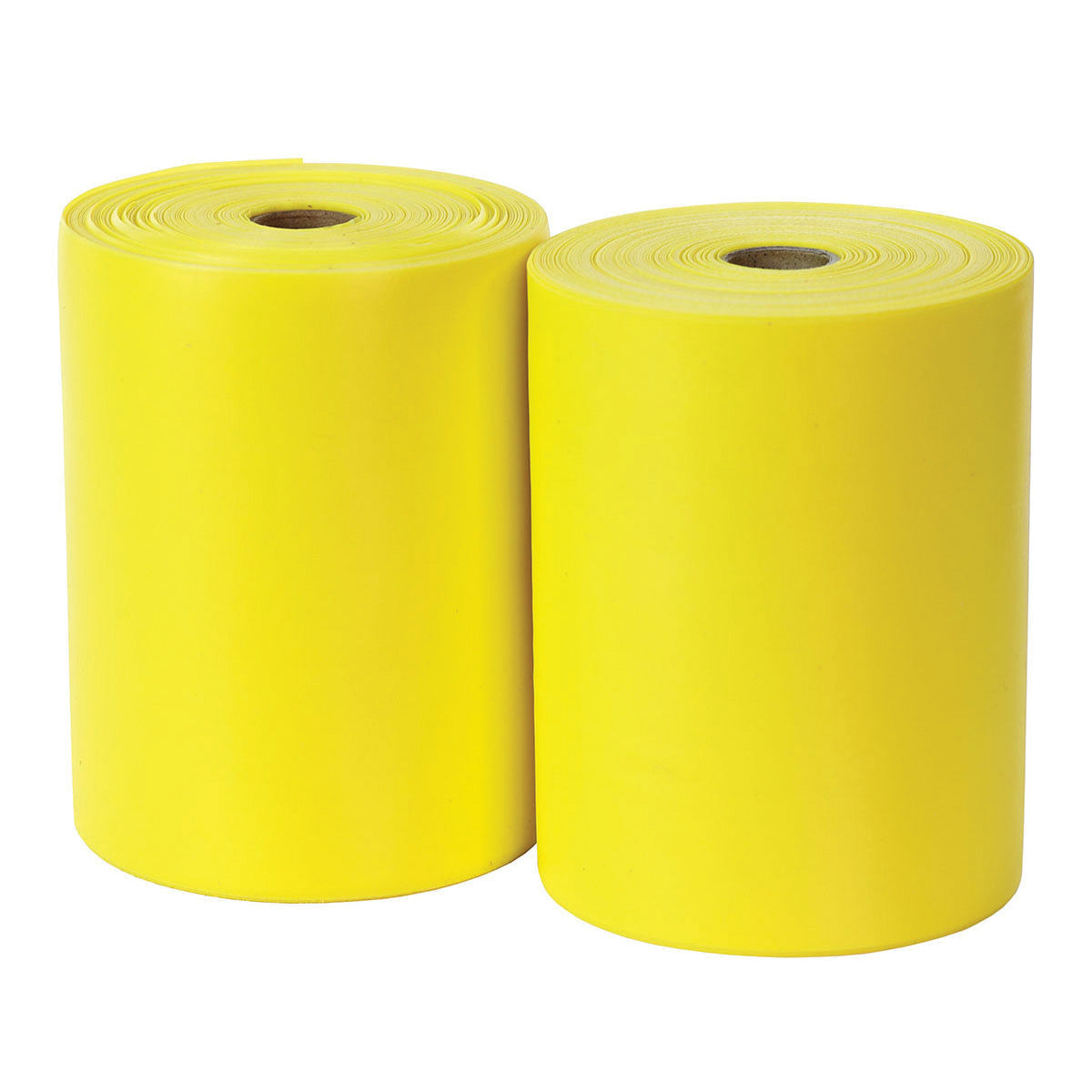 Two yellow rolls of CanDo Sup-R Band Non-Latex Exercise Band are shown side by side on a white background.