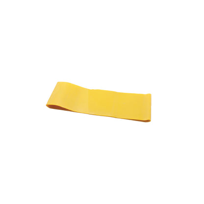 Yellow CanDo Band Exercise Loop lies flat against a plain white background.