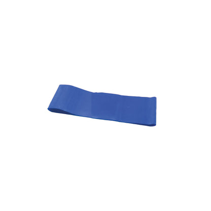 A blue CanDo Band Exercise Loop laid flat against a white background.