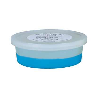 Container of AliMed Color-Coded Therapy Putty with a blue layer and a white lid featuring a product label on top.