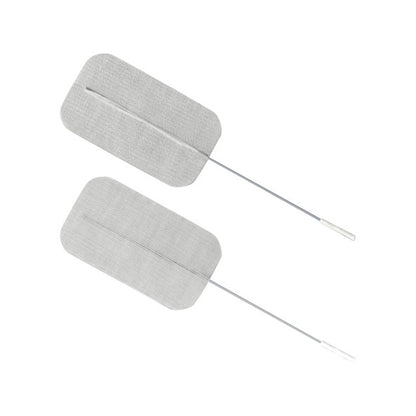 Two PALS Reusable Neurostimulation Cloth Electrodes with silver wires attached, designed for therapeutic electrical stimulation.