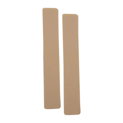 Two Silipos Gel-Care Advanced tan adhesive strips are shown side by side on a white background.