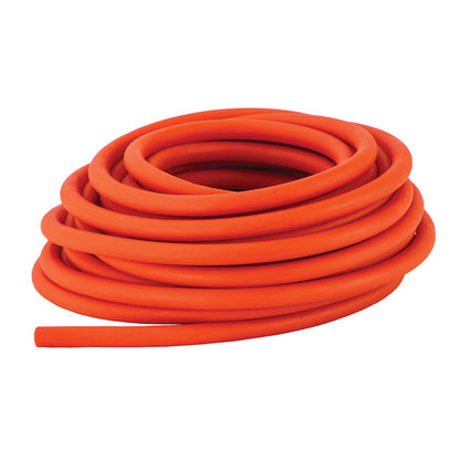 Coiled, orange REP Band Non-Latex Tubing against a white background.