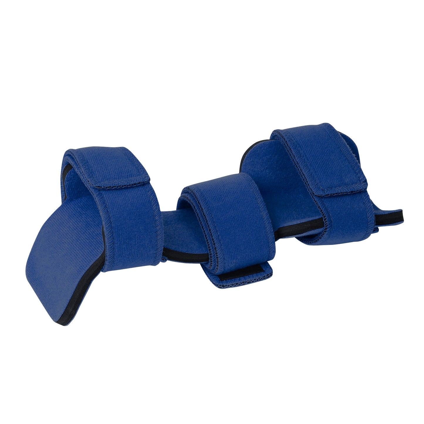 The Comfy Splints Adult Hand/Wrist Orthosis is a blue padded support device with adjustable straps for  stabilization.