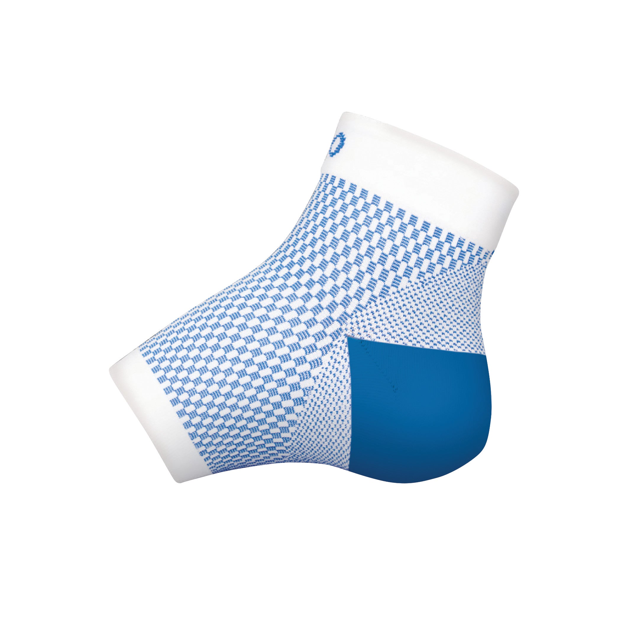 The DARCO DCS Plantar Fasciitis Sleeve is a supportive ankle sleeve with a blue and white checkered design and solid blue heel.