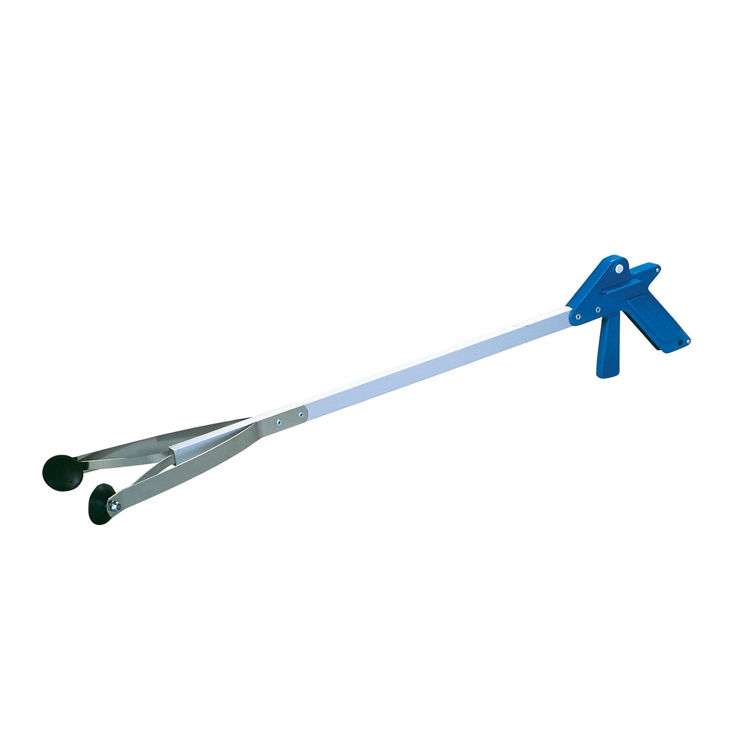 The E-Z Reacher with Suction Cups is a long-handled grabbing tool with a blue handle and rubber suction cups on the gripping end.