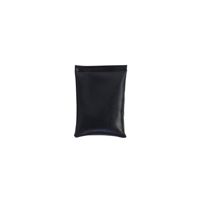 A black AliMed MR-Safe Sandbag with a rectangular shape and a small opening at the top, designed for use in medical settings.