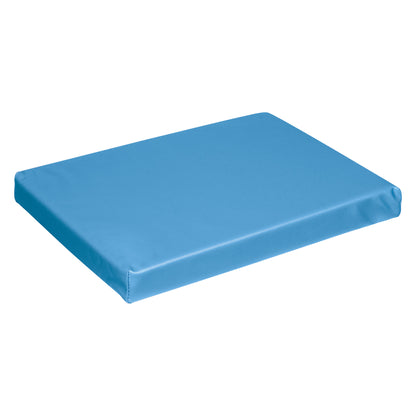 AliMed Vinyl-Covered Small Rectangle Positioner in light blue, designed for medical applications, features a smooth, durable surface.