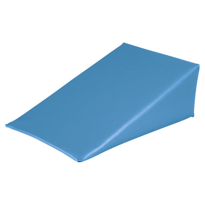 A blue AliMed Vinyl-Covered 27 Degree Medium Wedge Positioner with a sloping design for support and positioning.
