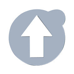 Suremark Clearmarks Skin Marker shaped as a circle with an upward white arrow embossed on a gray background.