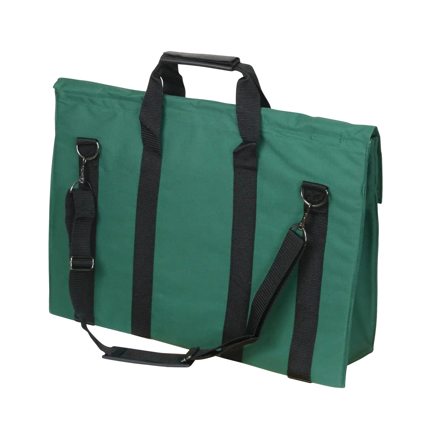 Green Expandable X-Port X-Ray Portfolio with black handles and detachable shoulder strap, designed for carrying X-ray films.