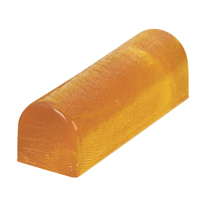 The image shows an AliMed AliGel Chest Roll, a semi-cylindrical, amber-colored support cushion with a textured surface.
