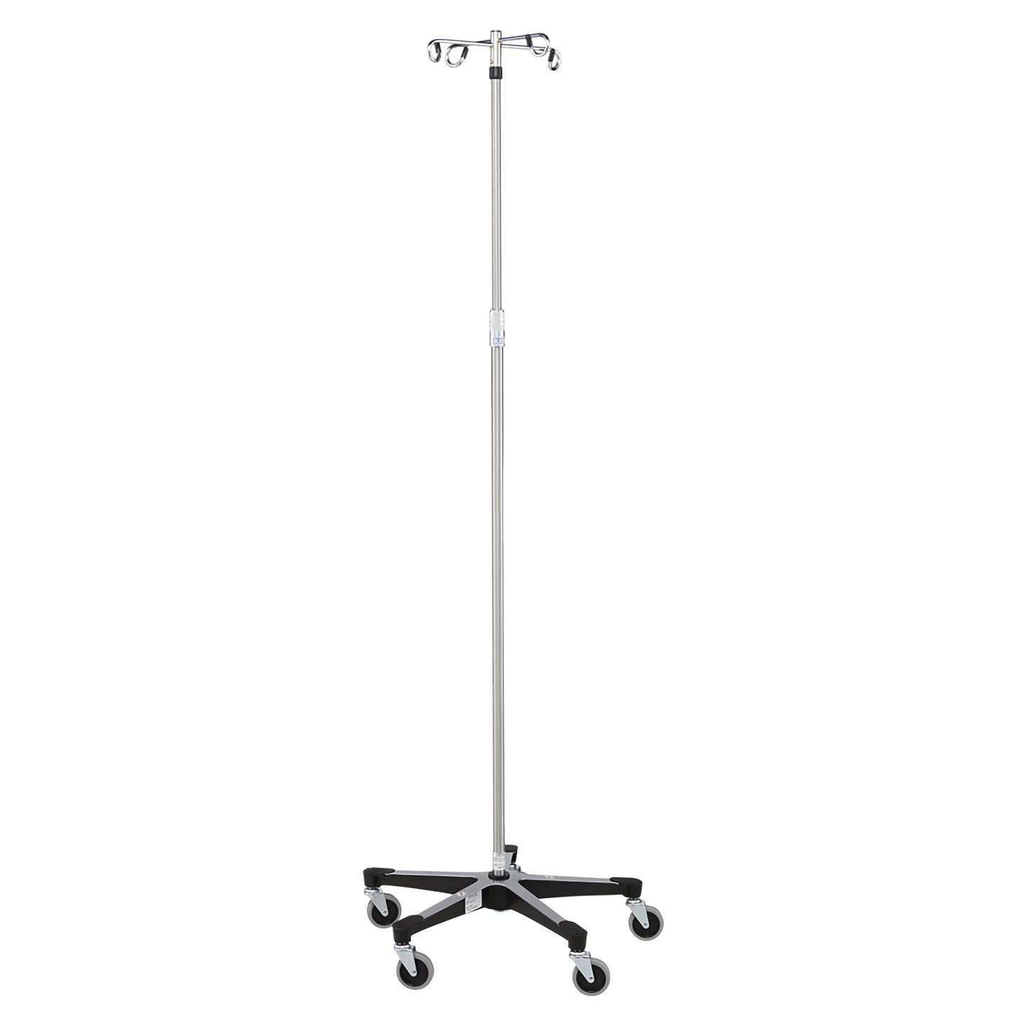 Blickman Five-Leg Stainless Steel IV Stand with Twist Lock features a sturdy base and wheels for easy maneuverability in medical settings.