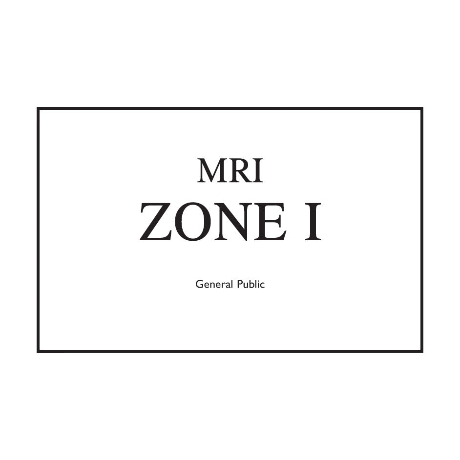 MRI Zone Sign indicating Zone I, with the label "General Public" inside a rectangular outline.
