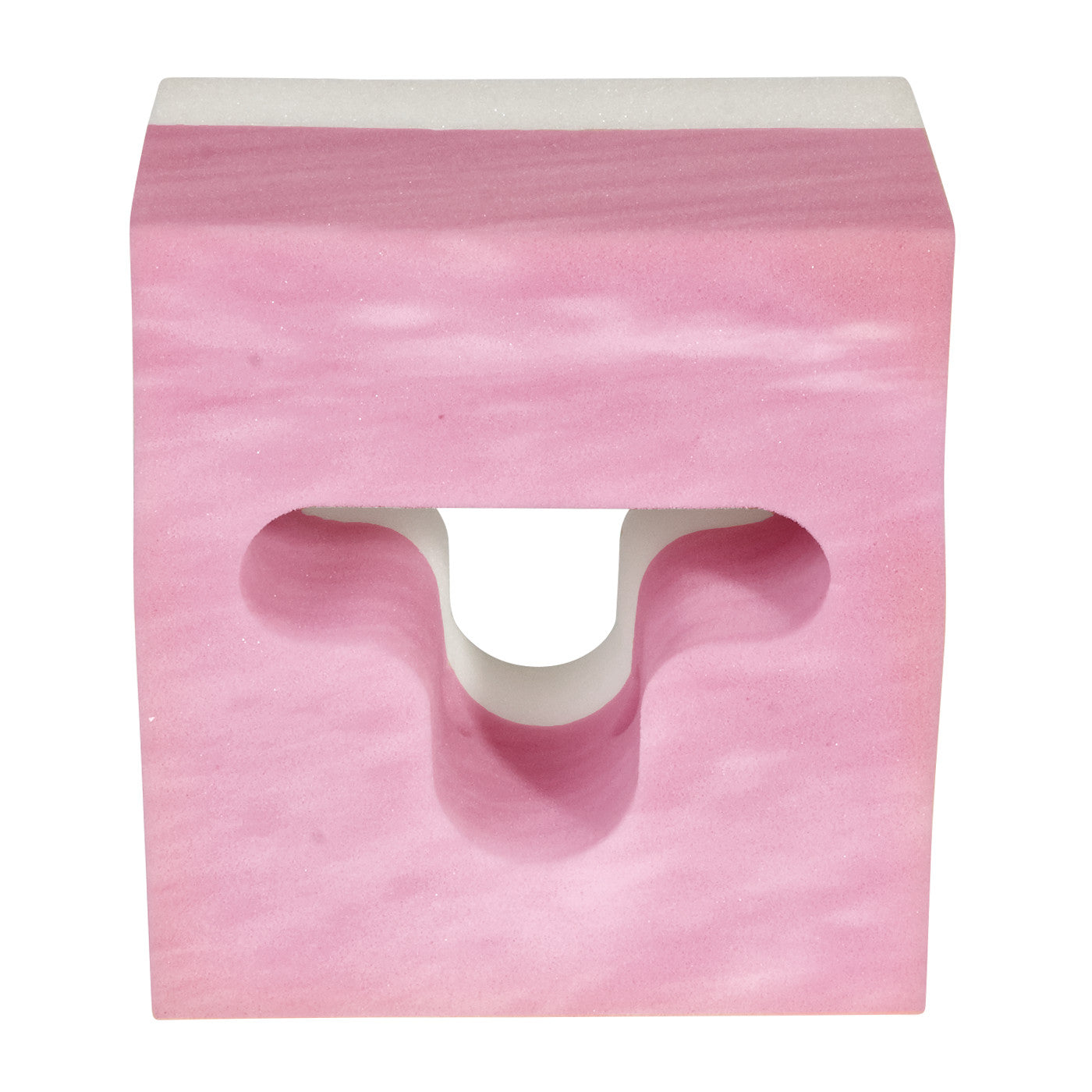 Pink Frame Headrest with a square shape and a contoured center cutout for support, resembling a capital letter 'T'.