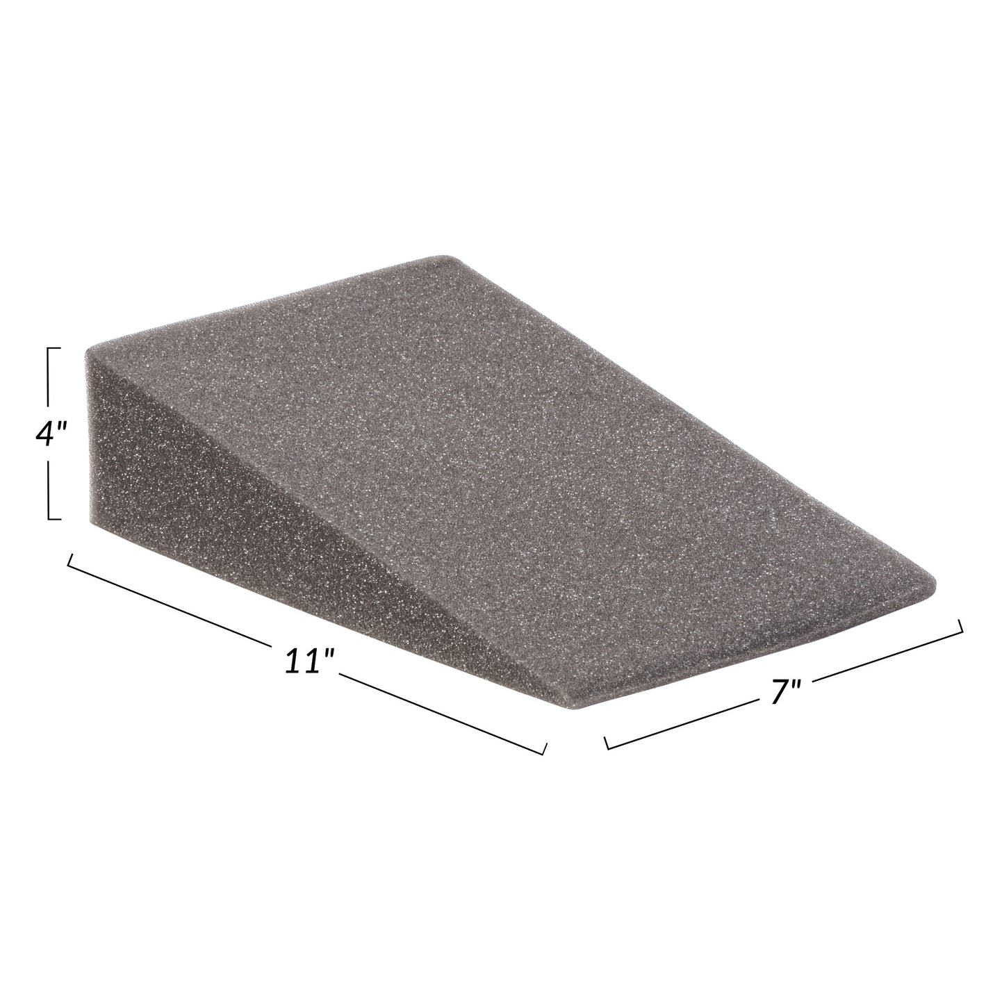AliMed Uncovered Polyfoam 20 Degree Small Wedge Positioner, measuring 4" x 11" x 7", in gray foam with angle markings.