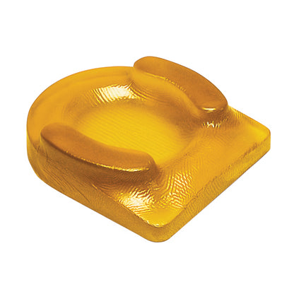 AliMed AliGel Ophthalmic Cradle is a yellow, curved gel cushion designed to provide support and comfort during ophthalmic procedures.