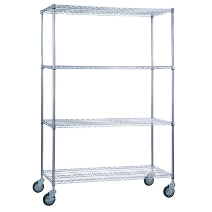 AliMed 4-Shelf Chrome Wire Linen Cart with four mesh shelves and swivel caster wheels for easy mobility.