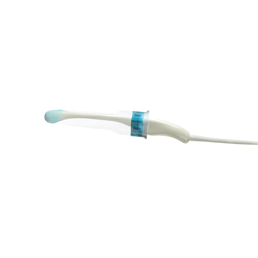 Parker Eclipse Nonsterile Ultrasound Probe Cover on a white background, featuring a blue-tinted end and secured with a loop closure.