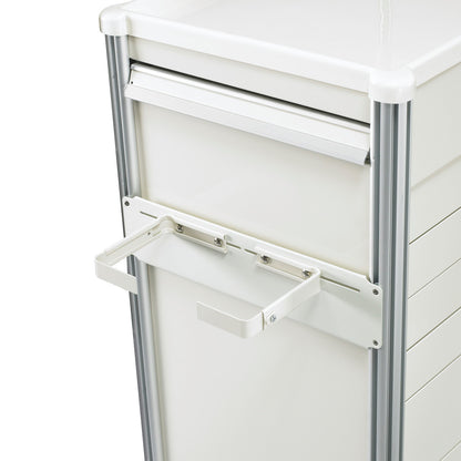 AliMed Cart Accessory: Sharps Bracket attached to a medical cart, designed for Select/Standard/Wide Series, shown mounted on the side.