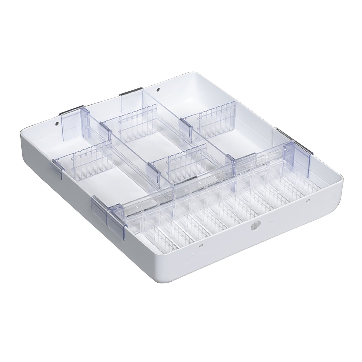 AliMed Cart Accessory: Full Drawer Tray Kit for 3"H Drawers for Mini Series Medical Carts, featuring clear, adjustable dividers.