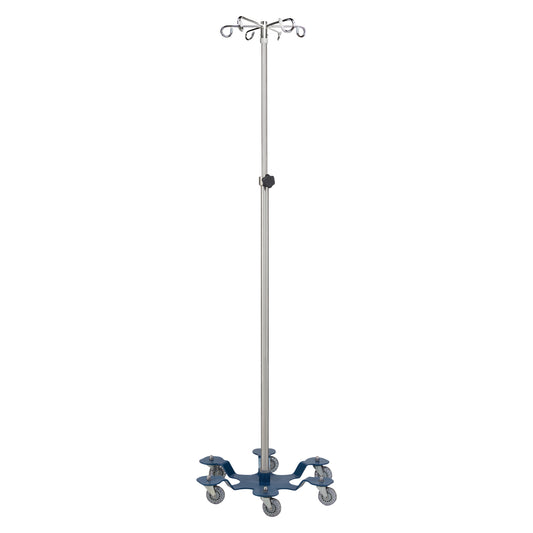 Blickman Six-Leg IV Stand with a metal pole, multiple hooks, and a six-leg base with caster wheels for mobility.