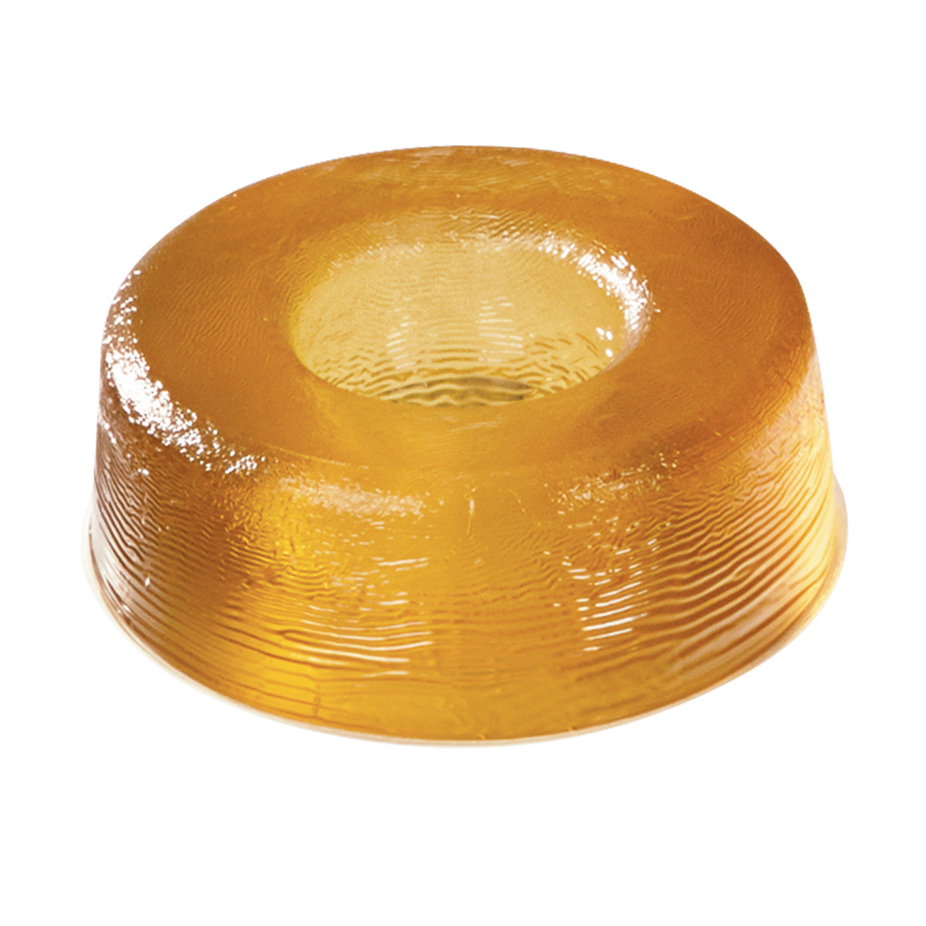 AliMed AliGel Head Donut in a translucent, amber color, featuring a circular design with a central hole and textured surface.